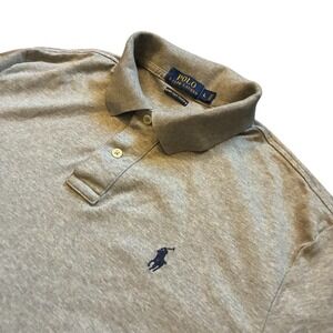 Polo Ralph Lauren Men's Grey Polo Shirt Pima Soft Touch Short Sleeve Size Large